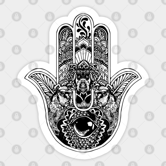 Hamsa Hand Schnauzer Sticker by huebucket